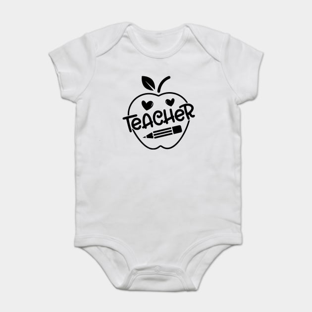 Teacher Sign In An Apple, Pencil, Teacher’s Day Gift Baby Bodysuit by Darksavage